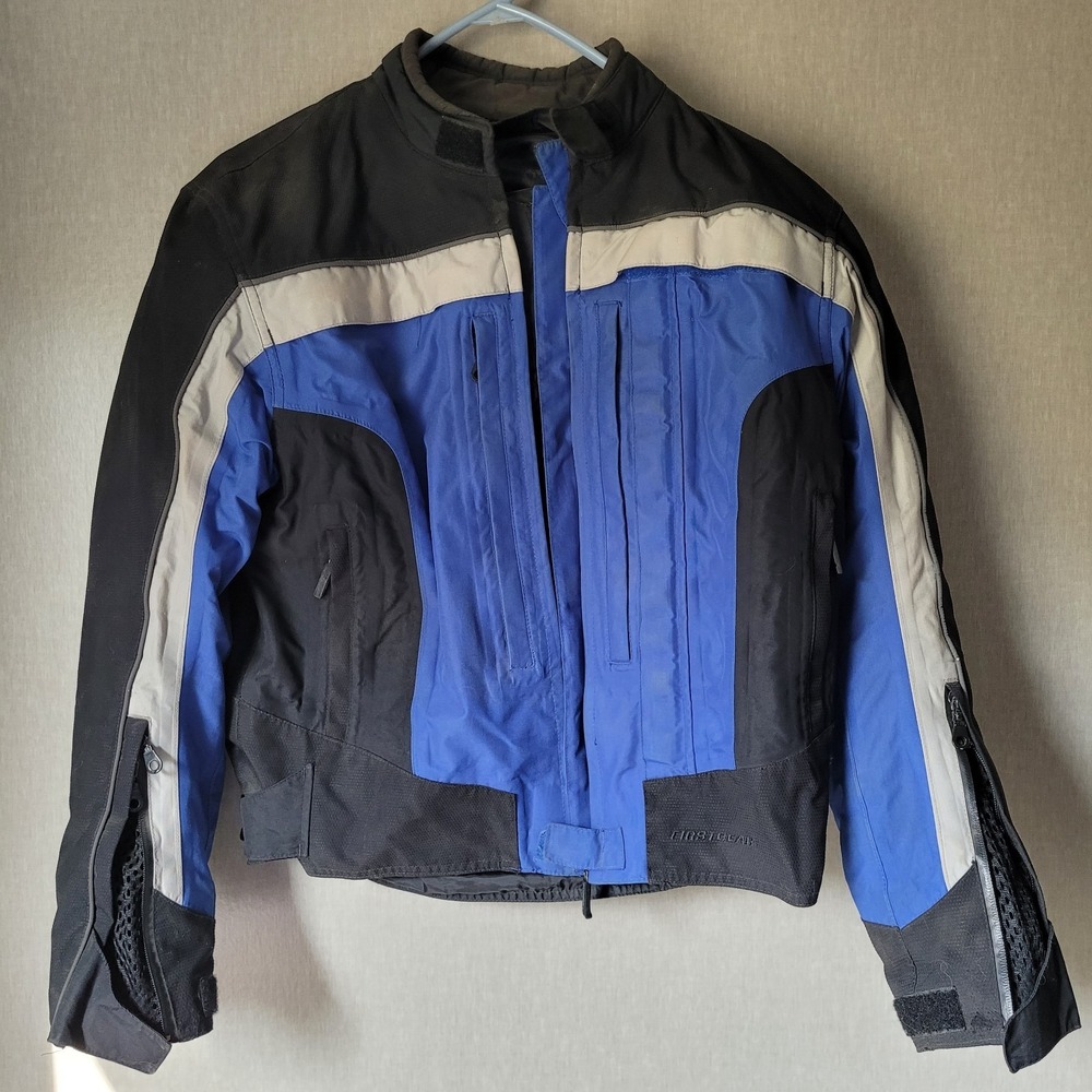 Firstgear Hypertex Womens Motorcycle Jacket Small Blue Black Sheltex Waterproof